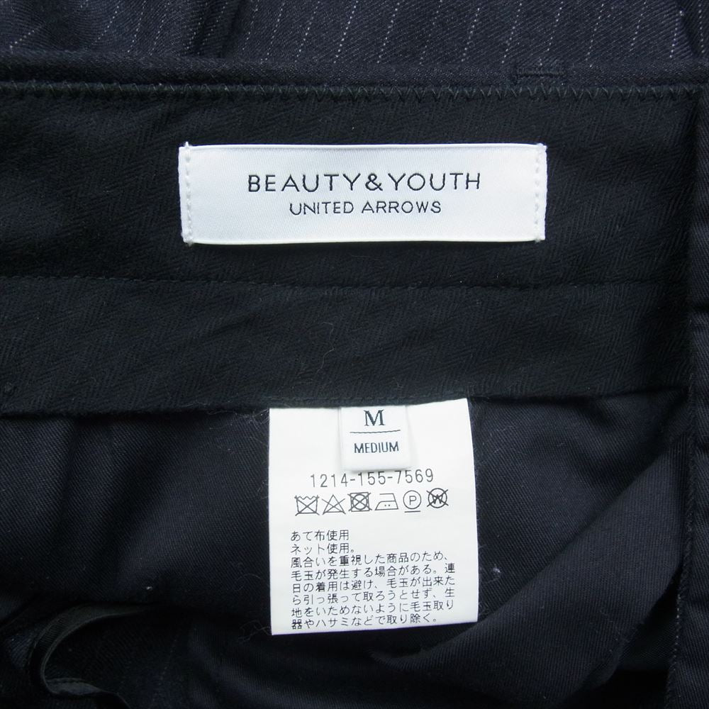 UNITED ARROWS ユナイテッドアローズ BEAUTY&YOUTH ビューティーアンドユース ピンストライプ 1タック ANKLE アンクル スラックスパンツ チャコール系 M【中古】