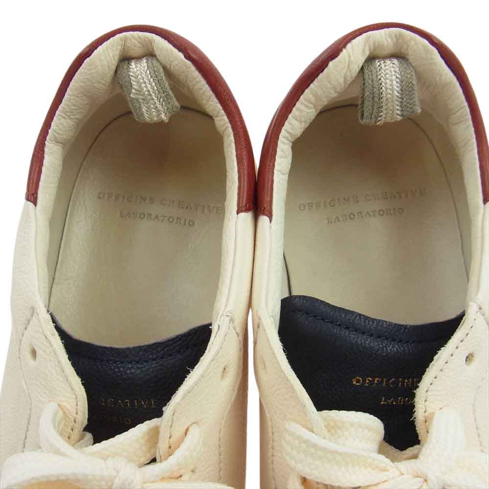 オフィチーネクリエイティブ イタリア製 レザー トゥ パンチング スニーカー オフホワイト系 38【中古】