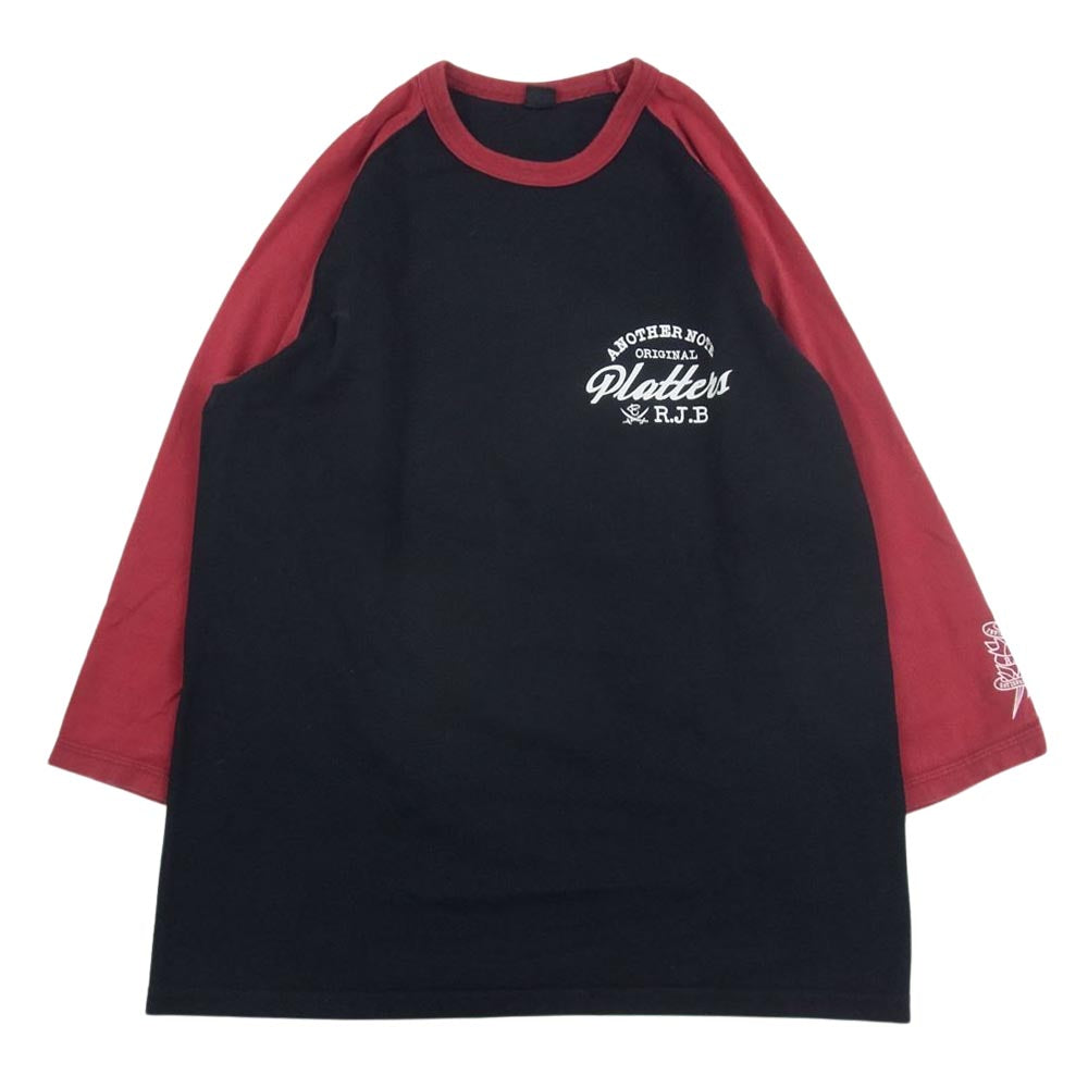 R.J.B アールジェイビー プリント ラグラン ベースボール Tシャツ カットソー ブラック系 40【中古】