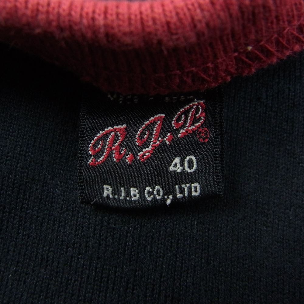R.J.B アールジェイビー プリント ラグラン ベースボール Tシャツ カットソー ブラック系 40【中古】