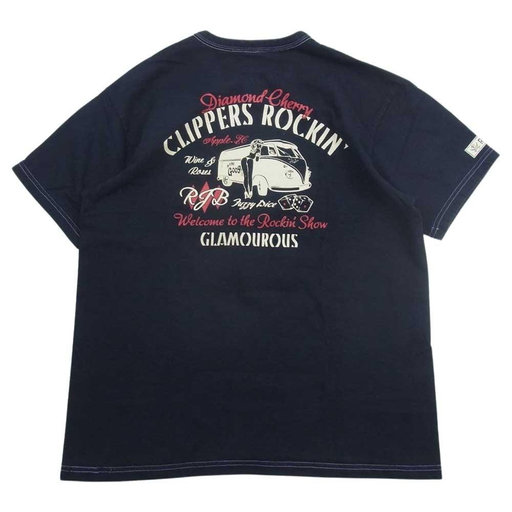 R.J.B アールジェイビー プリント Tシャツ 黒系 ネイビー系 40【中古】