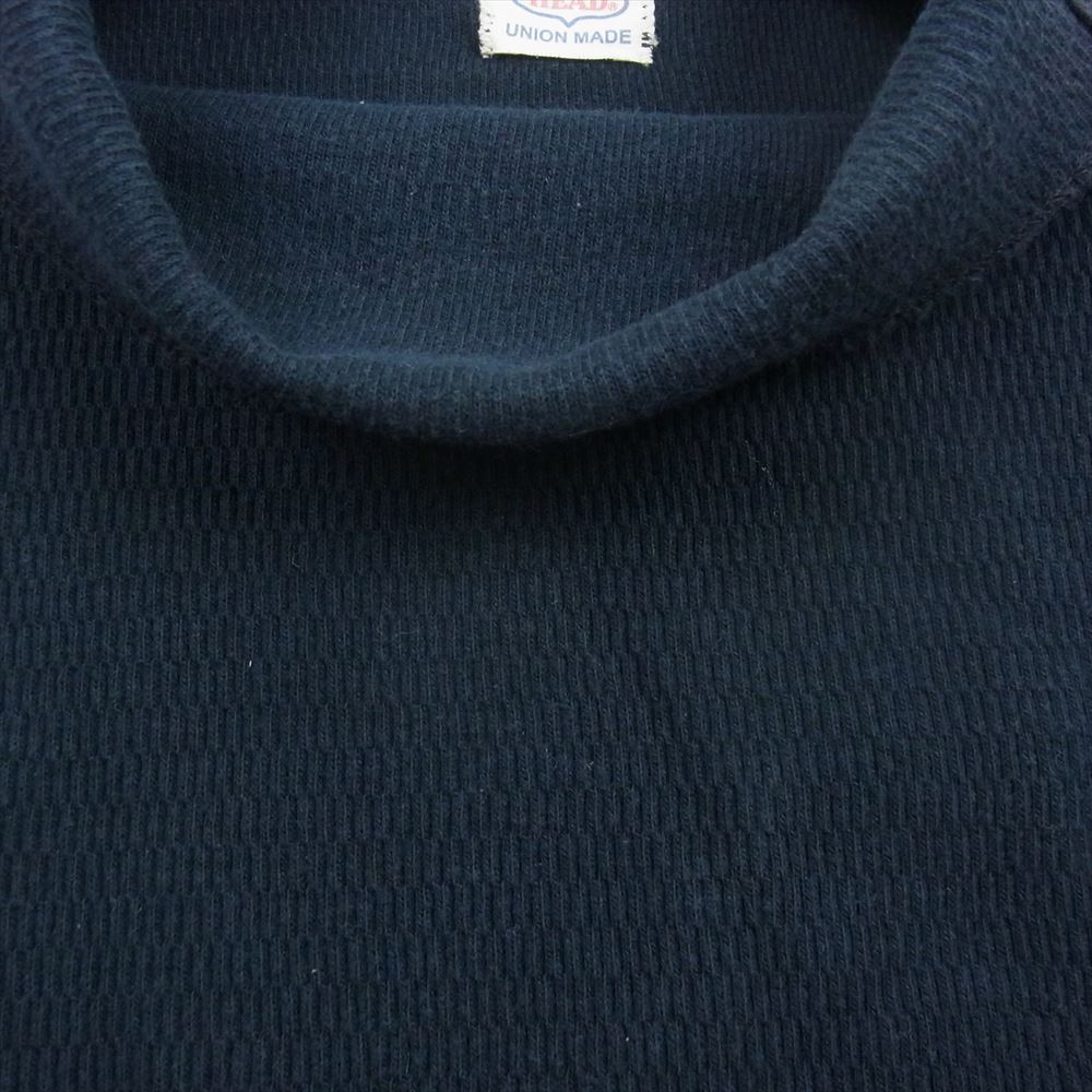 THE FLAT HEAD ザフラットヘッド モックネック サーマル 長袖 カットソー ネイビー系 XL【中古】