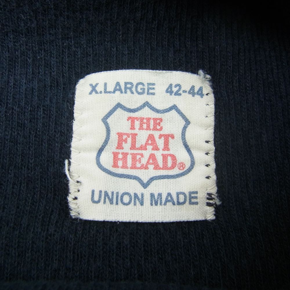 THE FLAT HEAD ザフラットヘッド モックネック サーマル 長袖 カットソー ネイビー系 XL【中古】