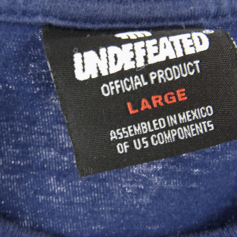 UNDEFEATED アンディフィーテッド ロゴプリント クルーネック 半袖 Tシャツ ネイビー ネイビー系 L【中古】