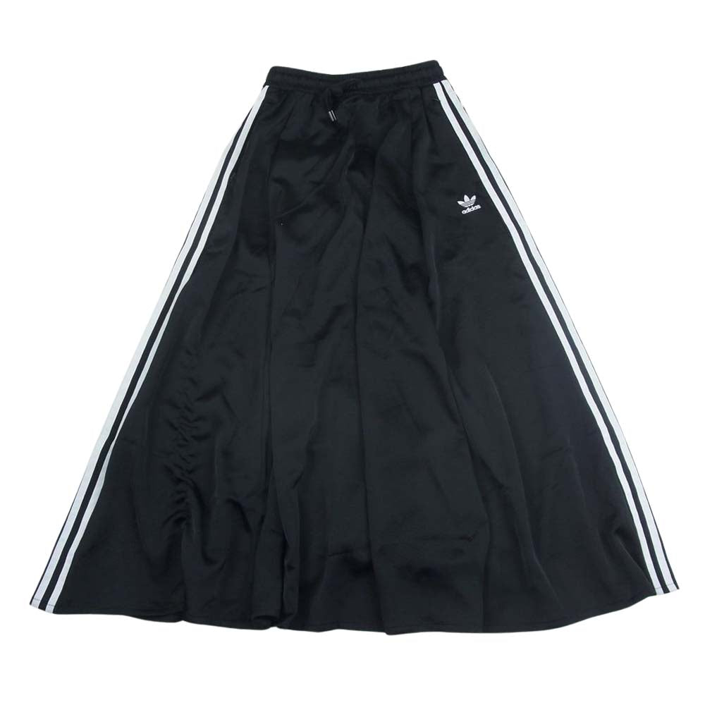 adidas アディダス FL0039 LONG SATIN SKIRT 3ストライプ サイドライン ロング サテン スカート ブラック系【中古】