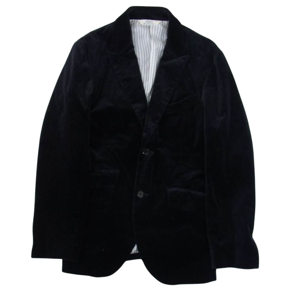 EDIFICE エディフィス ベロア ベルベット 別珍 2B シングル テーラードジャケット ブラック系 38【中古】