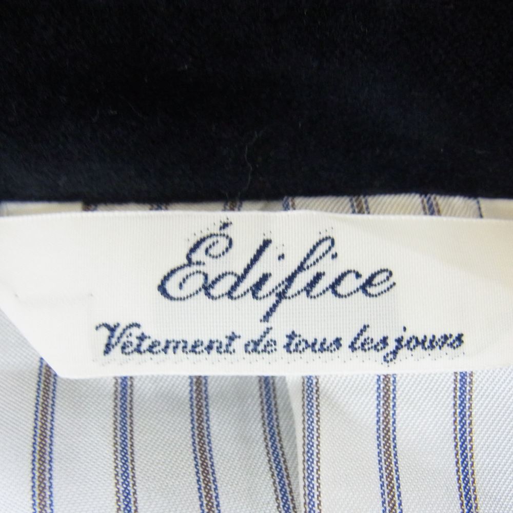 EDIFICE エディフィス ベロア ベルベット 別珍 2B シングル テーラードジャケット ブラック系 38【中古】