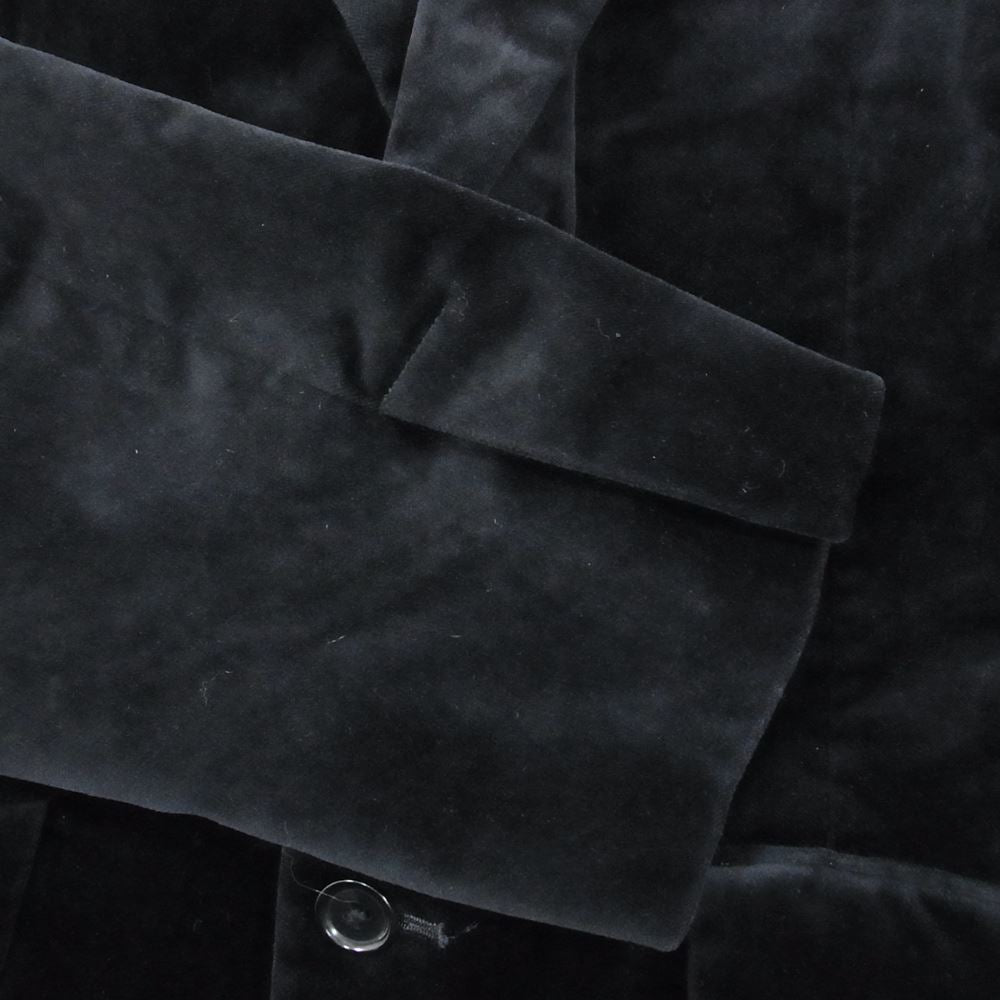 EDIFICE エディフィス ベロア ベルベット 別珍 2B シングル テーラードジャケット ブラック系 38【中古】