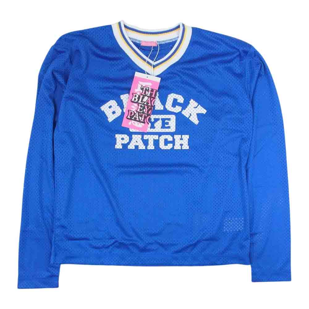 ブラック アイ パッチ BEPW-LT03 COLLEGE LOGO HOCKEY JERSEY カレッジ ロゴ ダブルフェイスメッシュ シャツ ブルー系 S【新古品】【未使用】【中古】