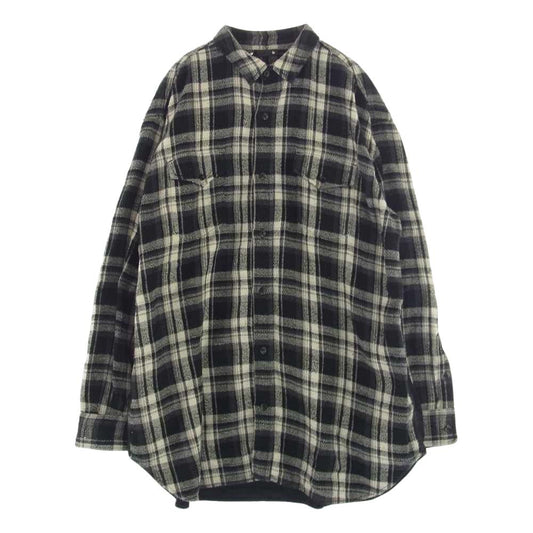 MINEDENIM マインデニム  21AW 2109-5005-97-012 ウォッシュ加工 ヘビーフランネル チェック デニム 切替 ビッグ シャツ ブラック系 ホワイト系 ３【極上美品】【中古】