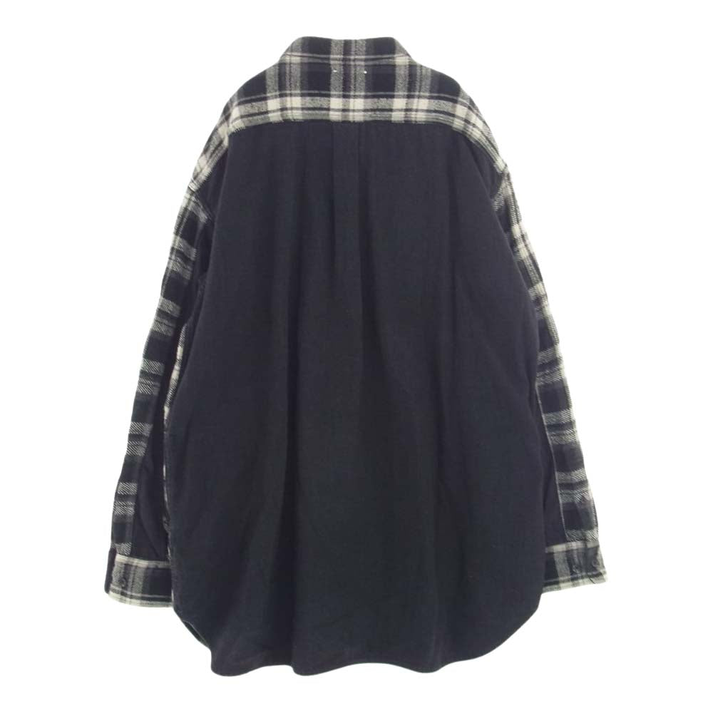 MINEDENIM マインデニム  21AW 2109-5005-97-012 ウォッシュ加工 ヘビーフランネル チェック デニム 切替 ビッグ シャツ ブラック系 ホワイト系 ３【極上美品】【中古】