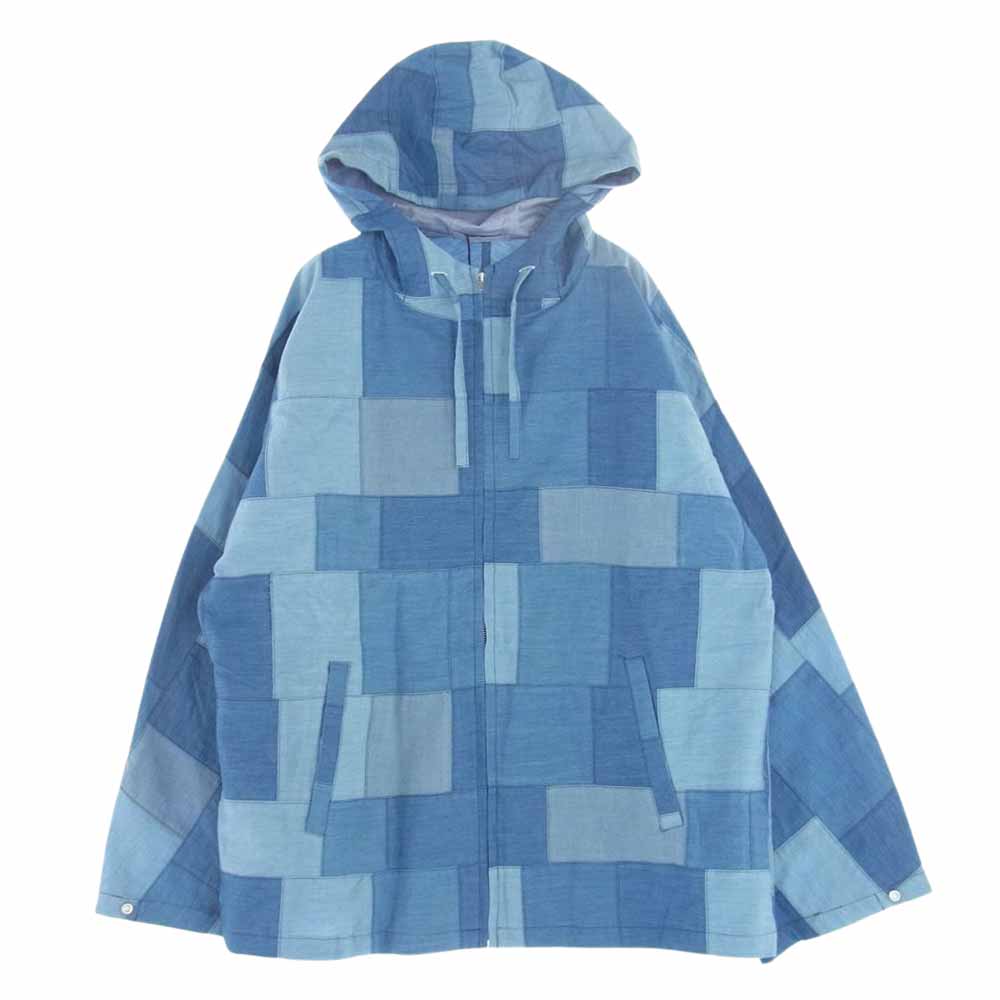 クオン 113JK040622 Denim Patchwork Kimono Sleeve Hooded Blouson デニム パッチワーク ジャケット ブルー系 L【極上美品】【中古】