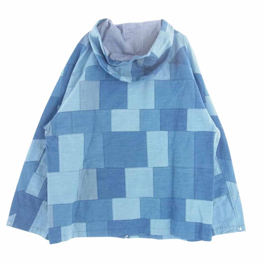 クオン 113JK040622 Denim Patchwork Kimono Sleeve Hooded Blouson デニム パッチワーク ジャケット ブルー系 L【極上美品】【中古】