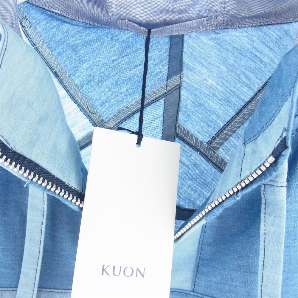 クオン 113JK040622 Denim Patchwork Kimono Sleeve Hooded Blouson デニム パッチワーク ジャケット ブルー系 L【極上美品】【中古】