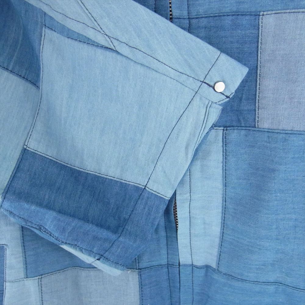 クオン 113JK040622 Denim Patchwork Kimono Sleeve Hooded Blouson デニム パッチワーク ジャケット ブルー系 L【極上美品】【中古】