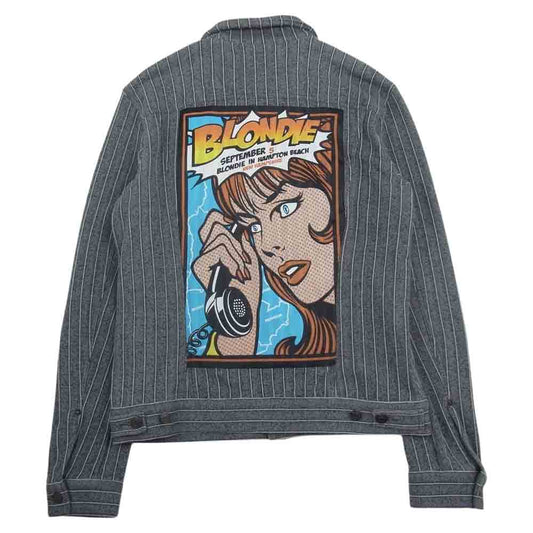 HYSTERIC GLAMOUR ヒステリックグラマー 02172CJ03　 バックプリント ストライプ ジャケット グレー系 S【中古】