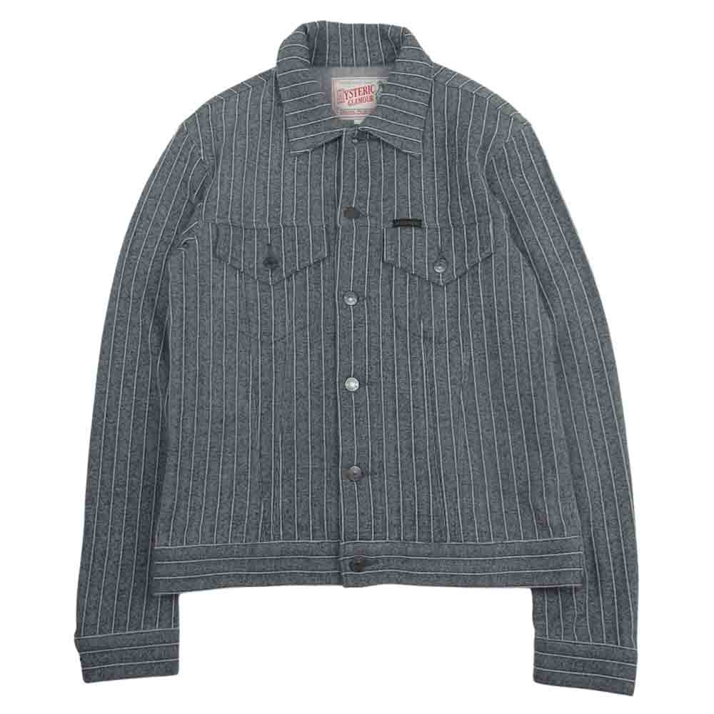 HYSTERIC GLAMOUR ヒステリックグラマー 02172CJ03　 バックプリント ストライプ ジャケット グレー系 S【中古】