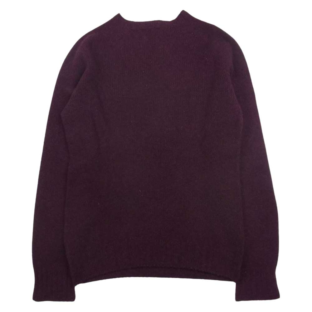 INVERALLAN インバーアラン スコットランド製 ウール クルーネック ニット セーター ワインレッド系 36【中古】