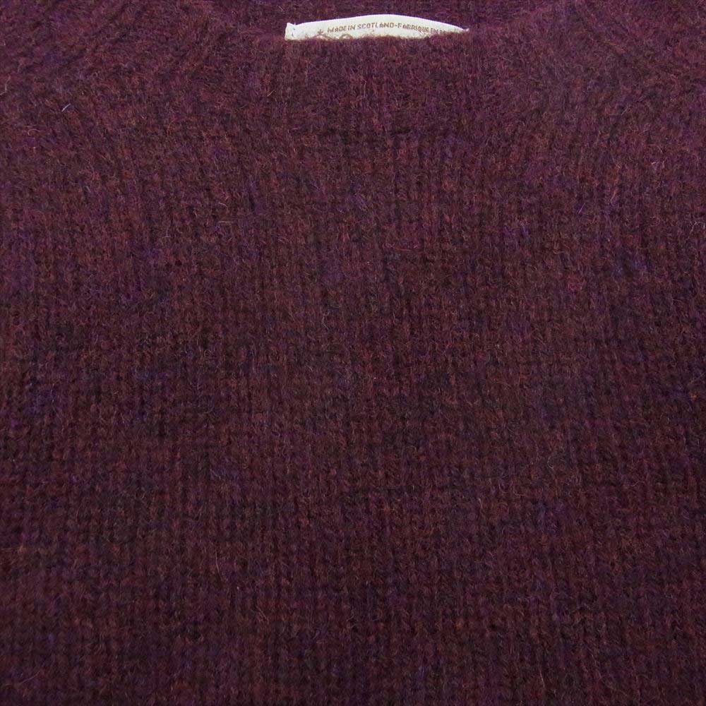 INVERALLAN インバーアラン スコットランド製 ウール クルーネック ニット セーター ワインレッド系 36【中古】