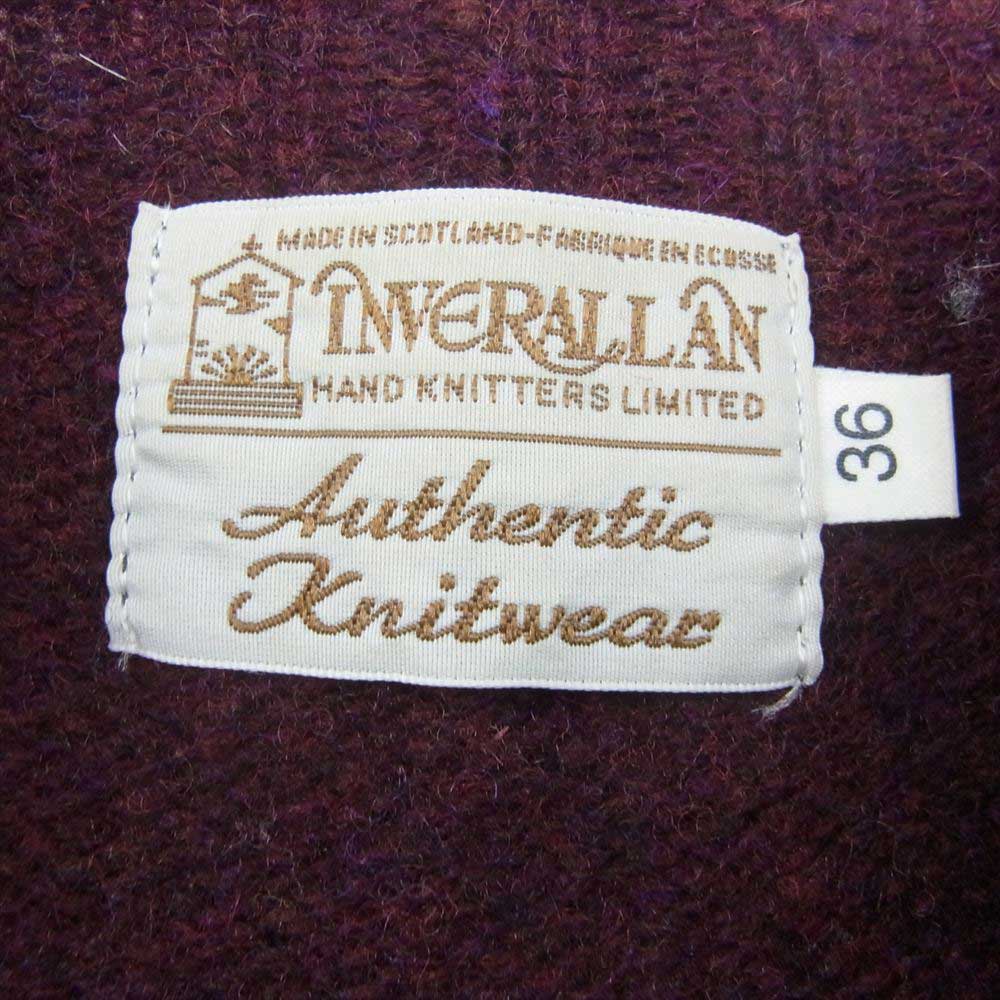 INVERALLAN インバーアラン スコットランド製 ウール クルーネック ニット セーター ワインレッド系 36【中古】