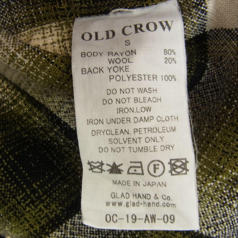 オールドクロウ  19AW OC-19-AW-9 チェック レーヨン オープンカラー 長袖シャツ ブラック系 ゴールド系 S【中古】