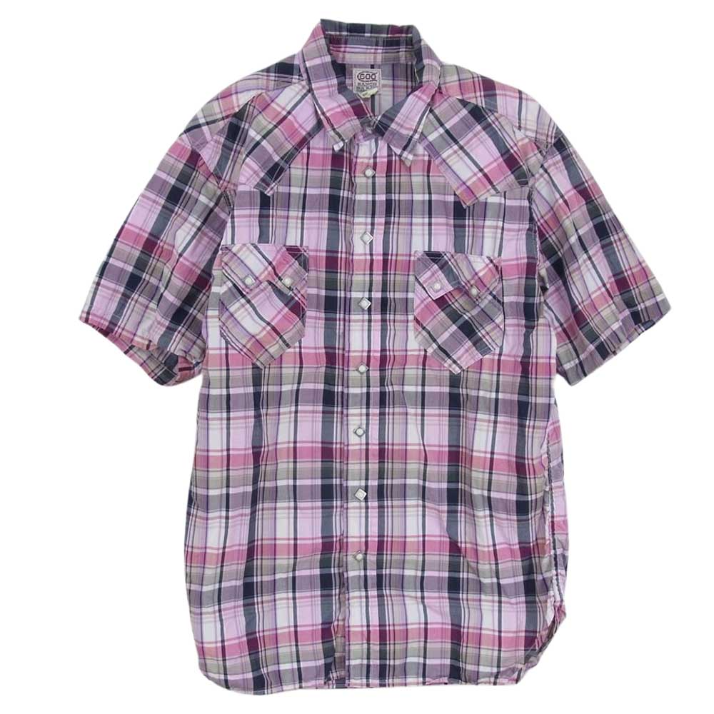 The REAL McCOY'S ザリアルマッコイズ 半袖 チェック ウエスタン シャツ ピンク系 16【中古】