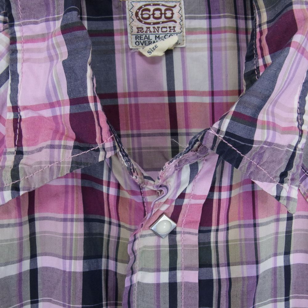 The REAL McCOY'S ザリアルマッコイズ 半袖 チェック ウエスタン シャツ ピンク系 16【中古】