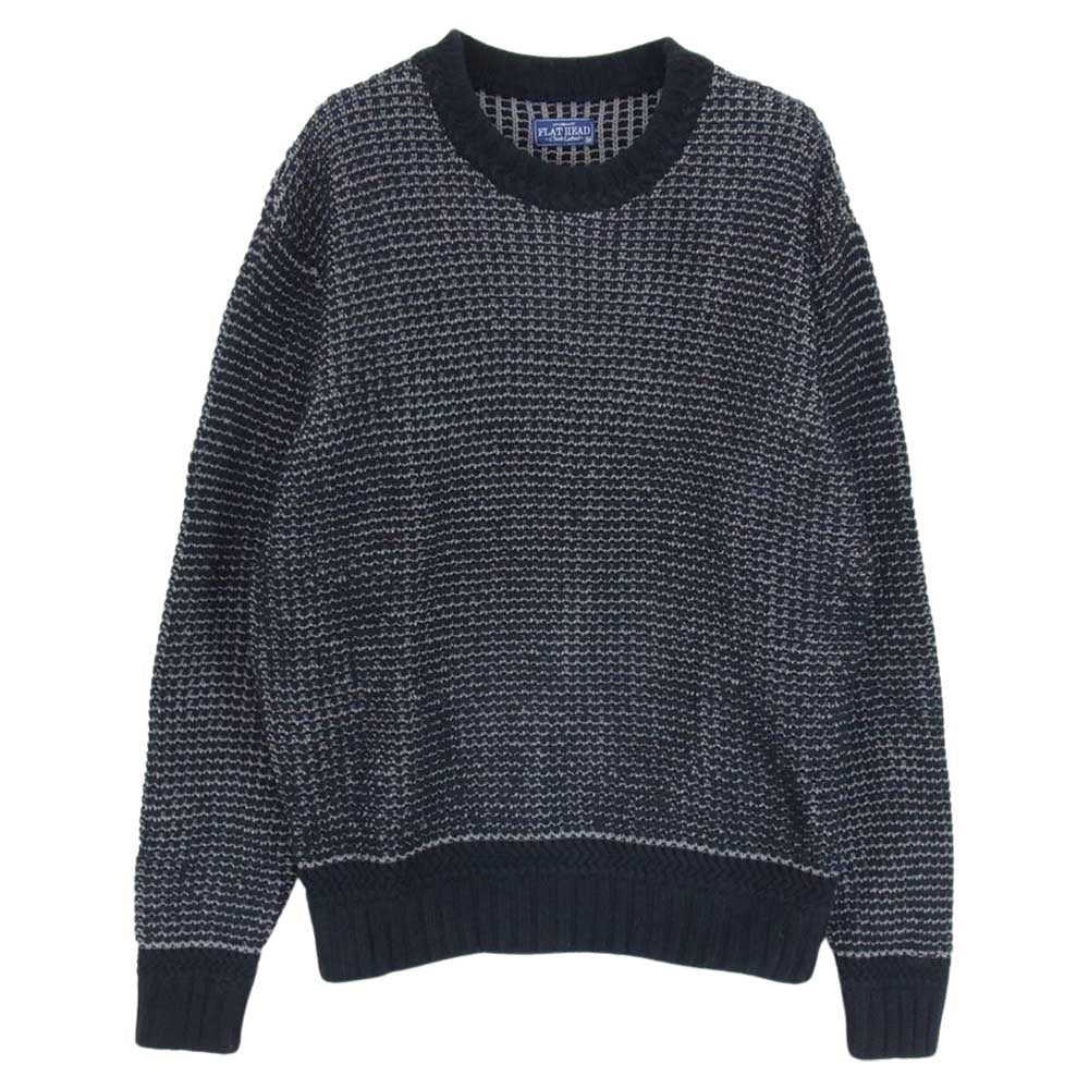 THE FLAT HEAD ザフラットヘッド コットン ニット クルー ネック ブラック系 M【中古】