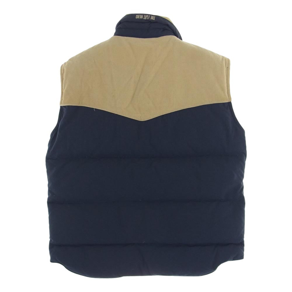 THE FLAT HEAD ザフラットヘッド コーデュロイ ダウン ベスト ネイビー系 ベージュ系 38【中古】