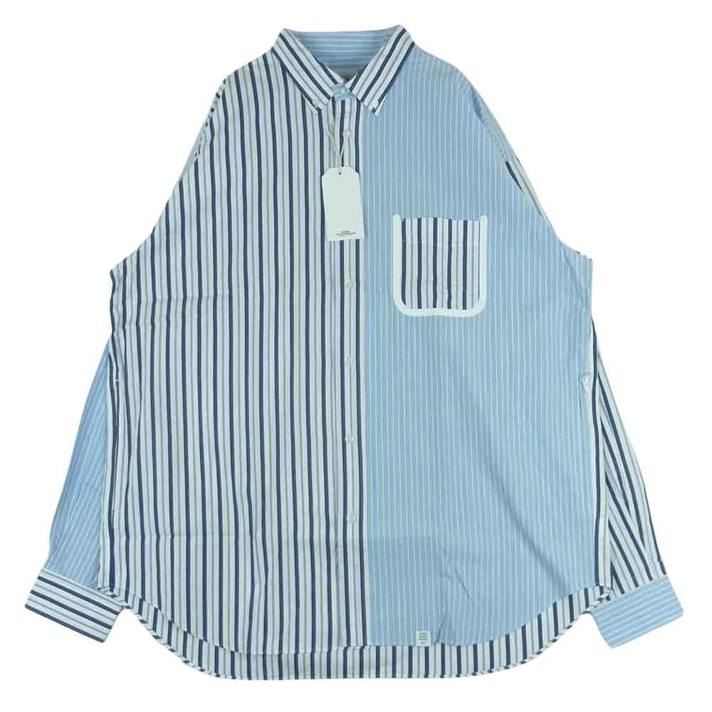 ベドウィンアンドザハートブレイカーズ 23SS 23SB1697 L/S STRIPE BIG SHIRT EWAN 長袖 ストライプ シャツ ライトブルー系 3【極上美品】【中古】
