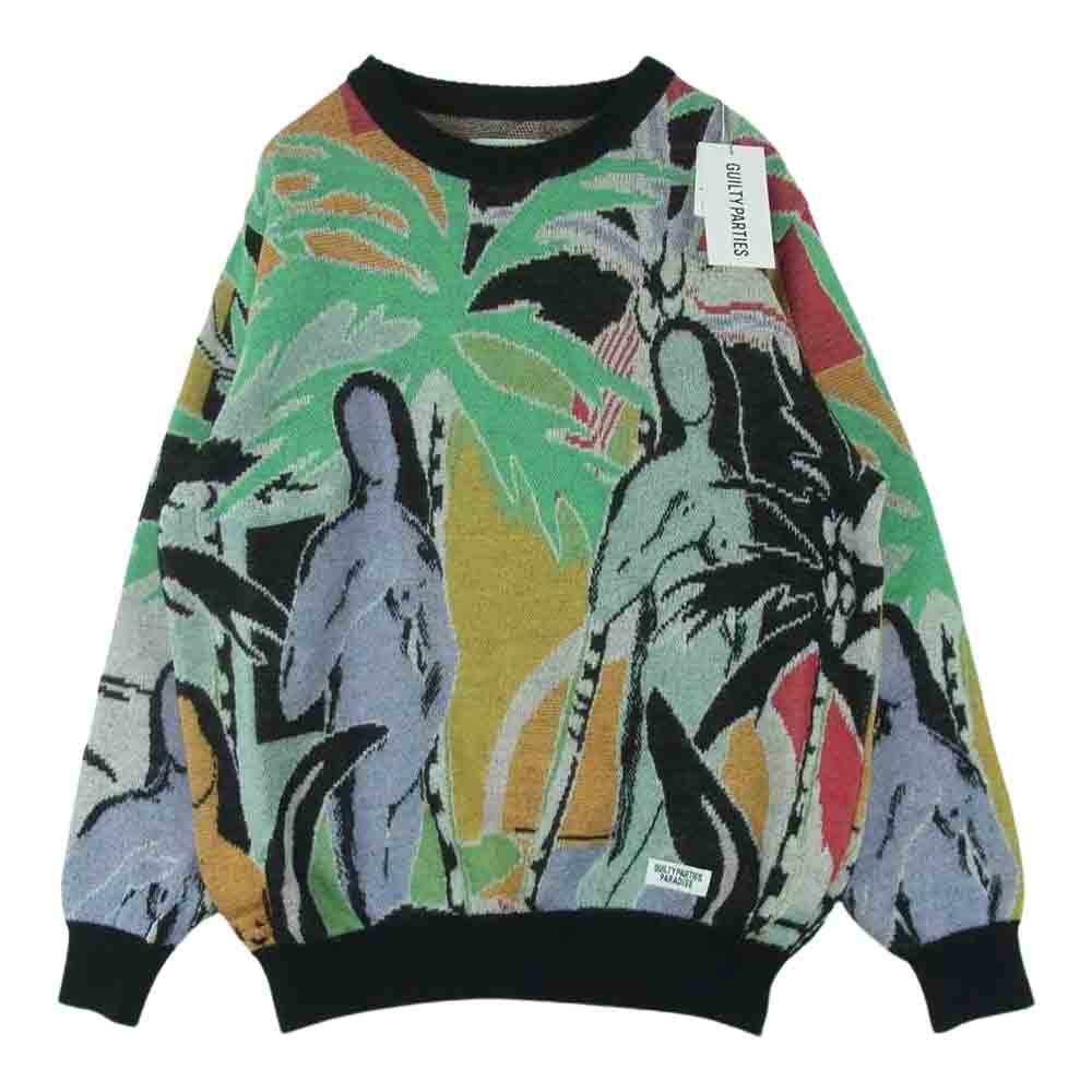 WACKO MARIA ワコマリア 22FW-WMK-KN18 COTTON MOHAIR CREW NECK SWEATER コットン モヘア クルーネック セーター ブラック系 マルチカラー系 M【極上美品】【中古】