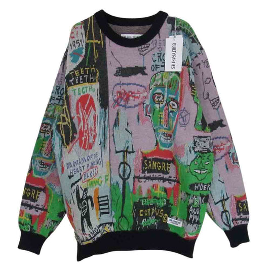 WACKO MARIA ワコマリア BASQUIAT-WM-KN03 JEAN-MICHEL BASQUIAT CREW NECK SWEATER TYPE-3 バスキア クルーネック セーター マルチカラー系 M【極上美品】【中古】