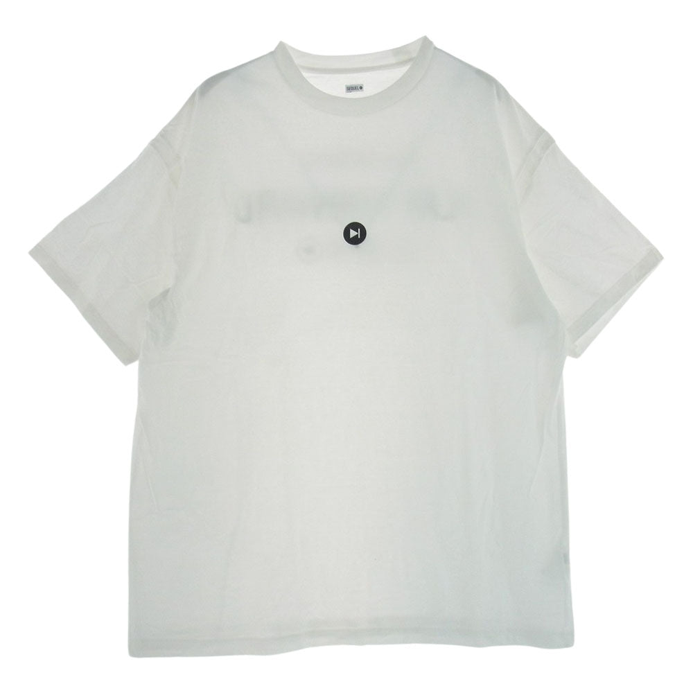 シークエル コットン プリント Tシャツ 半袖  ホワイト系 XL【中古】
