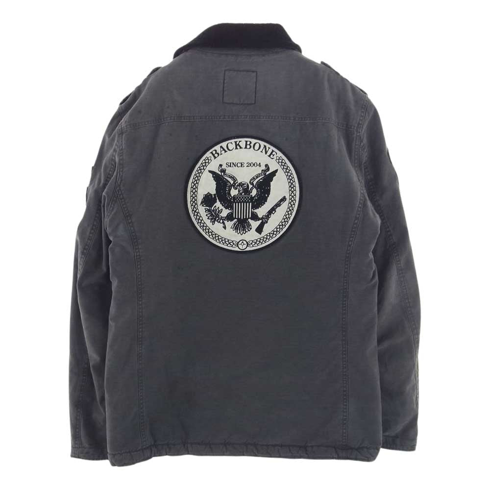 BACKBONE バックボーン BB10FW-B11 ロゴ 刺繍 ボア ミリタリー ジャケット グレー グレー系 L【中古】