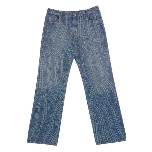 LOUIS VUITTON ルイ・ヴィトン 23SS 1AB6OE × YK 草間彌生 オールオーバー パンプキン デニム パンツ インディゴブルー系 34【美品】【中古】