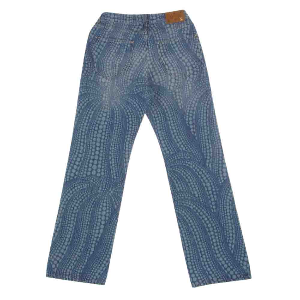 LOUIS VUITTON ルイ・ヴィトン 23SS 1AB6OE × YK 草間彌生 オールオーバー パンプキン デニム パンツ インディゴブルー系 34【美品】【中古】
