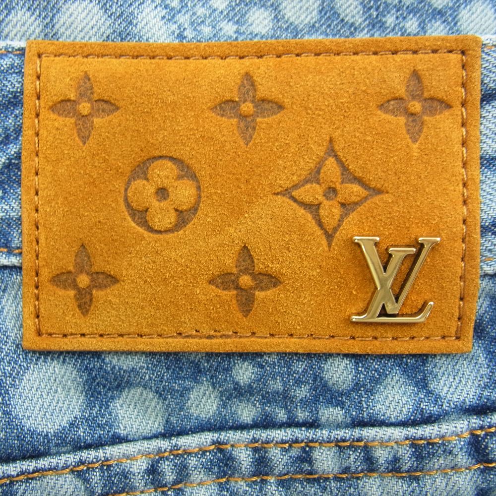 LOUIS VUITTON ルイ・ヴィトン 23SS 1AB6OE × YK 草間彌生 オールオーバー パンプキン デニム パンツ インディゴブルー系 34【美品】【中古】