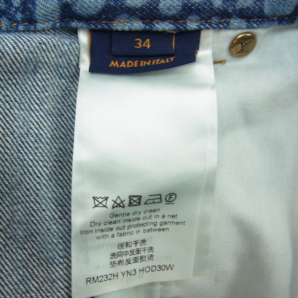 LOUIS VUITTON ルイ・ヴィトン 23SS 1AB6OE × YK 草間彌生 オールオーバー パンプキン デニム パンツ インディゴブルー系 34【美品】【中古】
