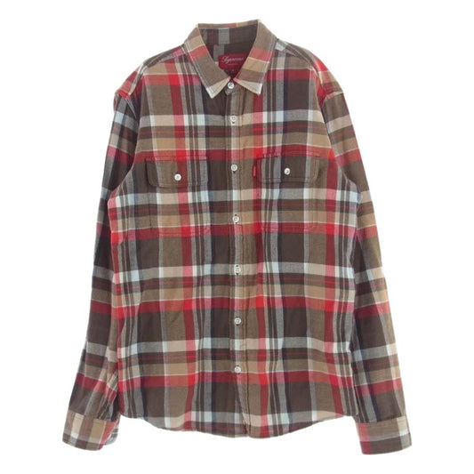 Supreme シュプリーム コットン  ネルチェック ネルシャツ 長袖シャツ ブラウン系 マルチカラー系 S【中古】