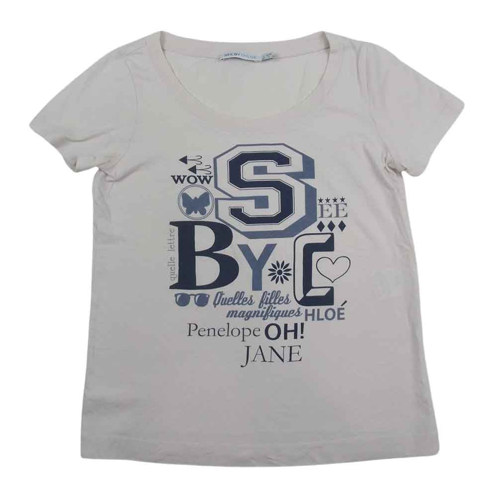 SEE BY CHLOE シーバイクロエ プリント Tシャツ オフホワイト系 38【中古】