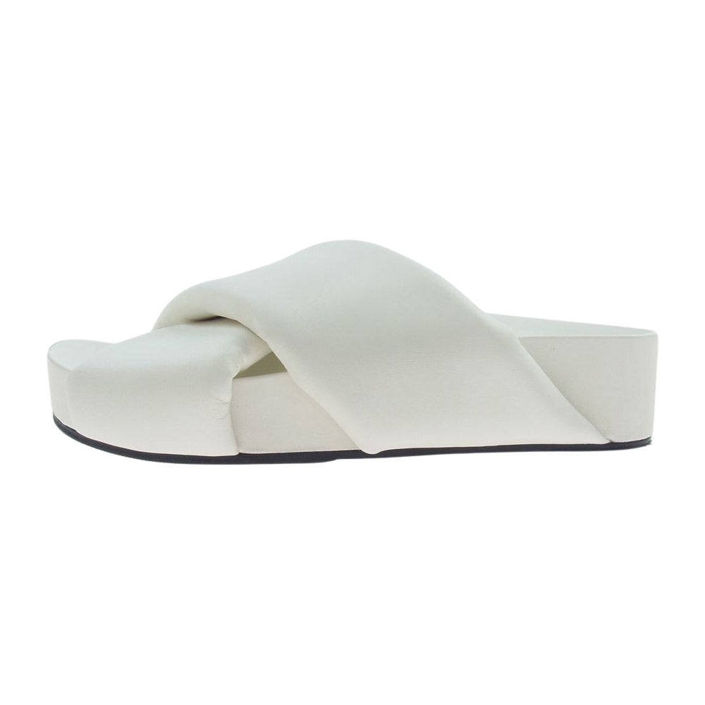 JIL SANDER ジルサンダー JS38044A added Slides ラムレザー クロスオーバー ストラップ サンダル ホワイト系 36【中古】