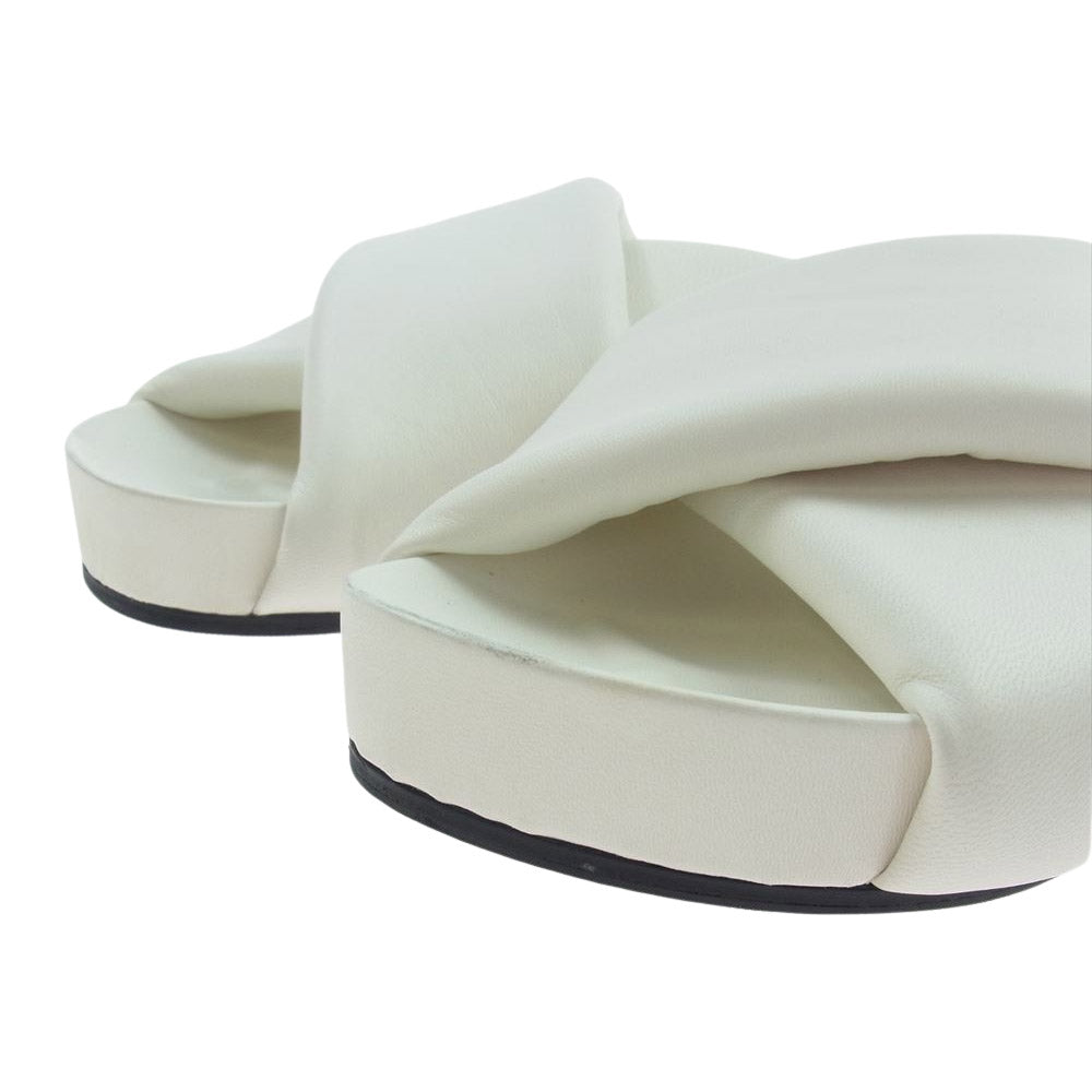 JIL SANDER ジルサンダー JS38044A added Slides ラムレザー クロスオーバー ストラップ サンダル ホワイト系 36【中古】