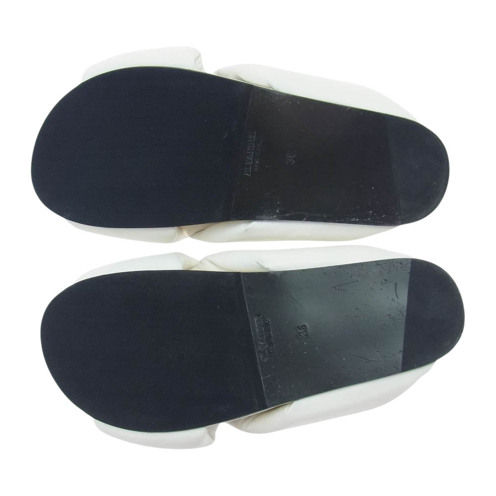 JIL SANDER ジルサンダー JS38044A added Slides ラムレザー クロスオーバー ストラップ サンダル ホワイト系 36【中古】