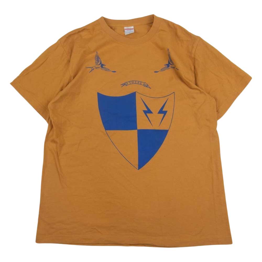 ゼア スワロー シールド ロゴプリント 半袖 クルーネック Tシャツ イエロー系 L【中古】