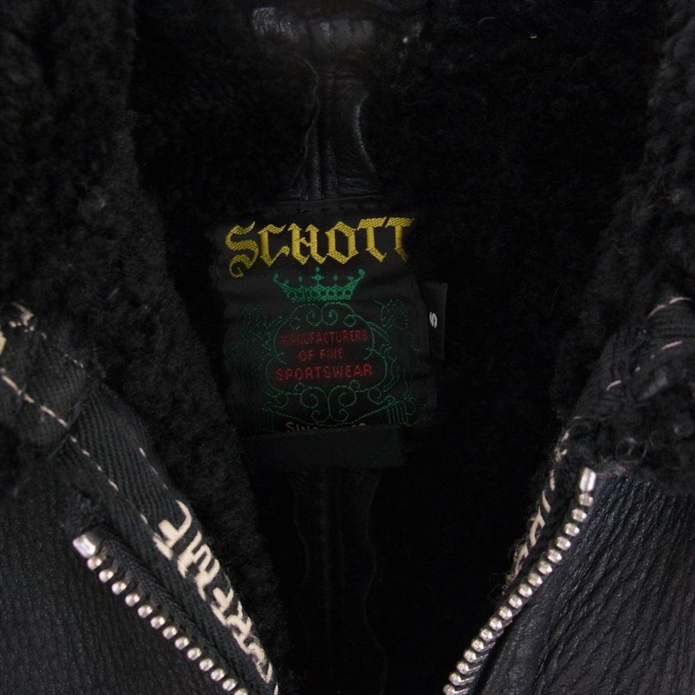 Supreme シュプリーム 16AW × Schott ショット Shearling Bomber Jacket シアリング ボンバー ジャケット ブラック系 S【中古】