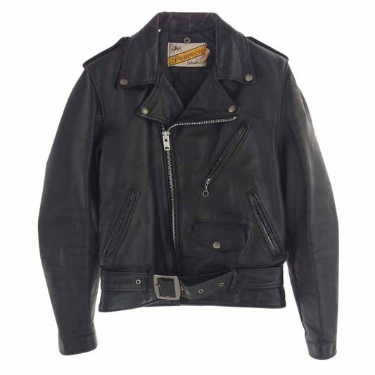 schott ショット 70s 牛タグ TALON ジップ USA製 レザー ダブル ライダース ジャケット ブラック系 38【中古】