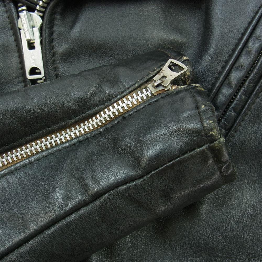 schott ショット 70s 牛タグ TALON ジップ USA製 レザー ダブル ライダース ジャケット ブラック系 38【中古】