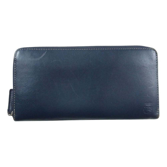 Paul Smith ポール・スミス 554-839 LONG BILLFOLD AND COIN WALLET ビルフォールド ラウンドジップ ロングウォレット 長財布 ネイビー系【中古】
