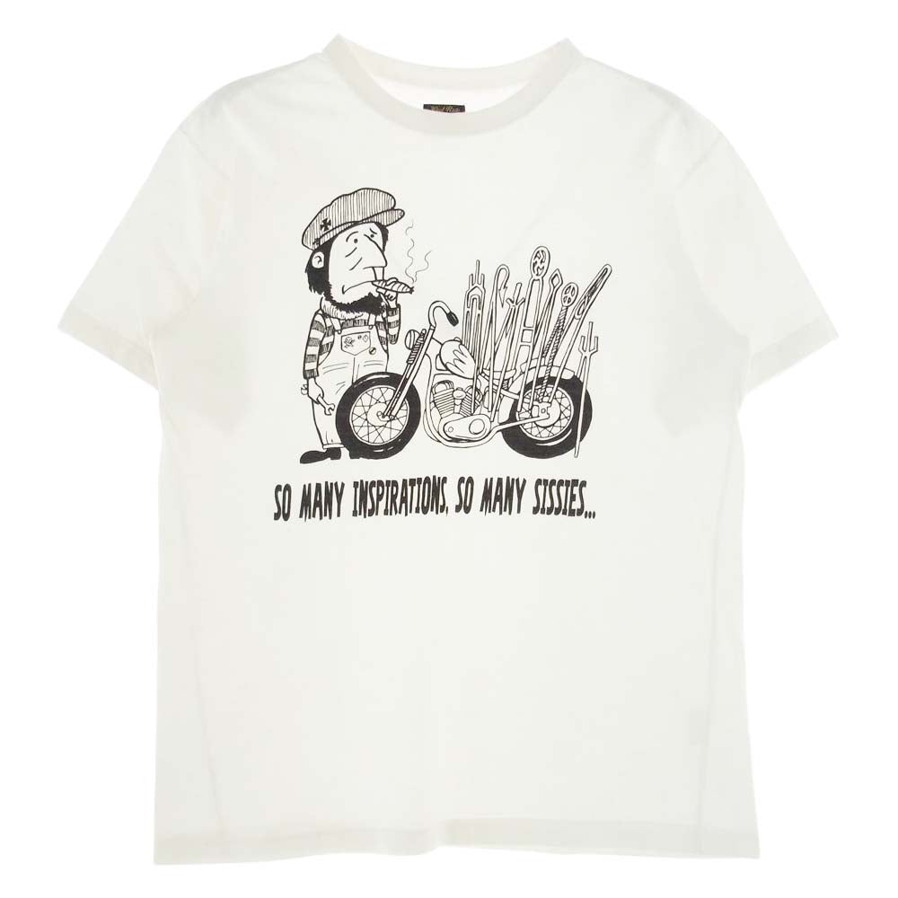 ウエストライド INSPIRATIONS バイク ロゴ プリント 半袖 Tシャツ ホワイト系 40【中古】