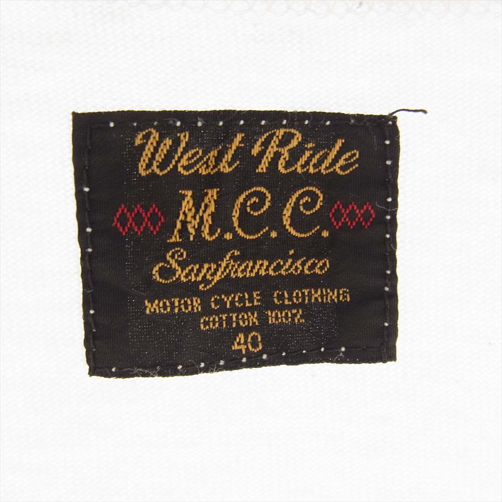 ウエストライド INSPIRATIONS バイク ロゴ プリント 半袖 Tシャツ ホワイト系 40【中古】